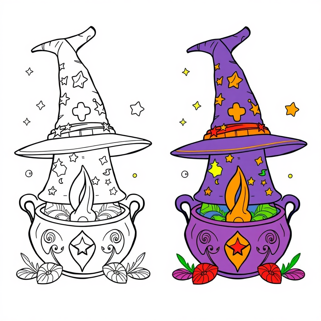 Whimsical_witch_hat_as_brewing_container_drawing_0001